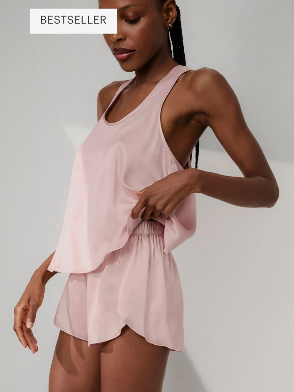 Lunya Washable Silk Tulip-Back Tank & Shorts Pajama Set